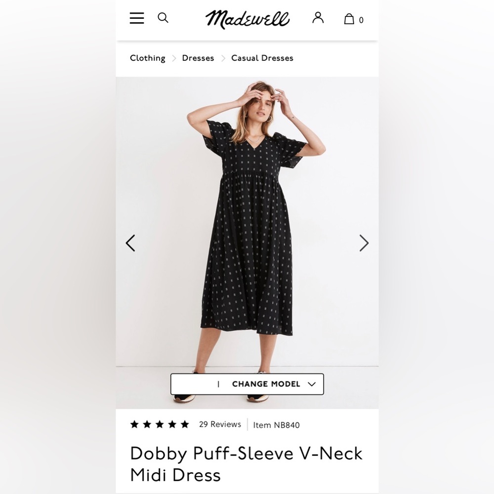 Madewell Dobby Puff Sleeve Cotton Midi Dress